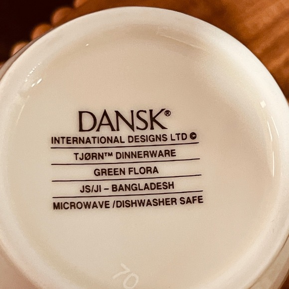 Dansk International Design Tjorn Dinnerware Green Flora 12 oz Coffee Mugs Cream - Picture 4 of 5
